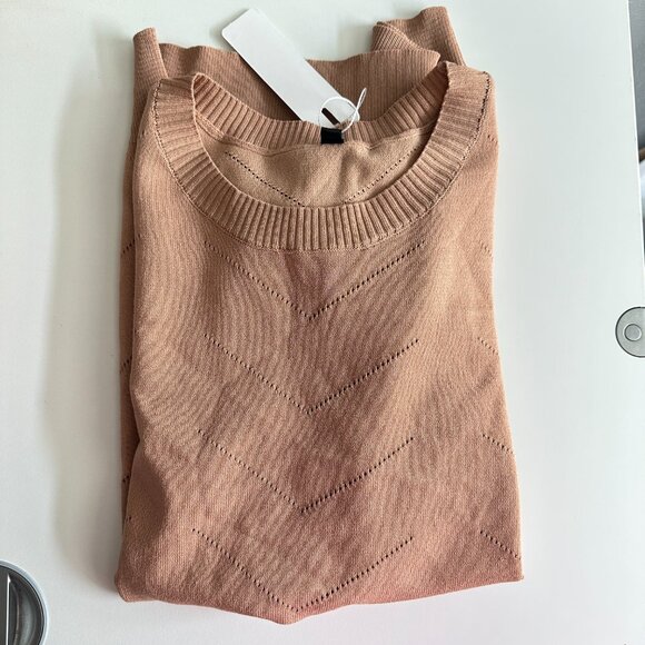 NEWSHOWS | Womens Short Sleeve Sweater Top Lightweight Knit Shirt | Khaki | S - Picture 5 of 9